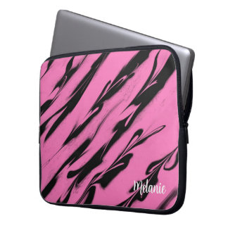 Pink Zebra Stripes Laptop Sleeve