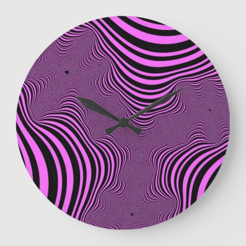 Pink Zebra Stripes Large Clock