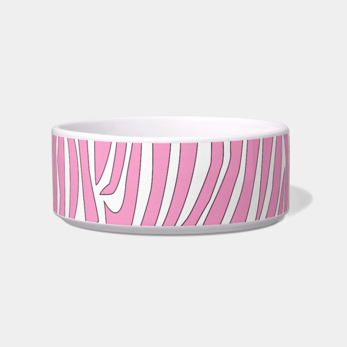 Pink Zebra Stripes Pattern Ceramic Pet Bowl Cat Bowl