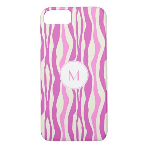 Pink Zebra Stripes Pattern Monogram iPhone 87 Case