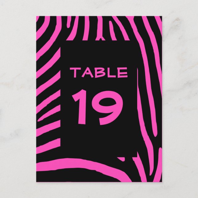 Pink Zebra Stripes Table Number (Front)