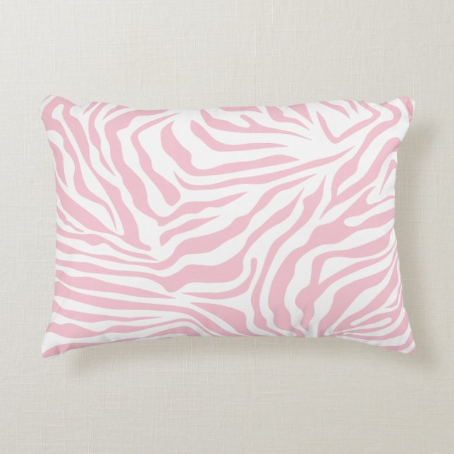 Pink Zebra Stripes Wild Animal Print Zebra Pattern Accent Pillow (Front)
