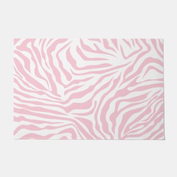 Pink Zebra Stripes Wild Animal Print Zebra Pattern Doormat by dailyreginadesigns at Zazzle