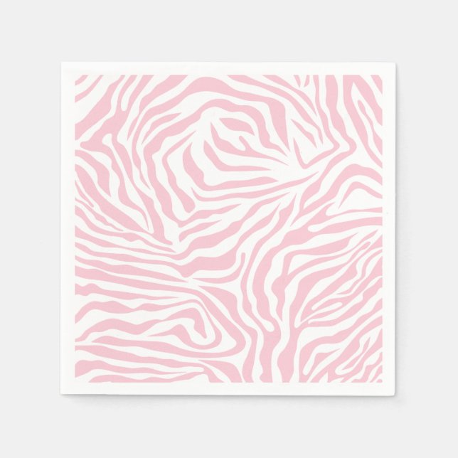 Pink Zebra Stripes Wild Animal Print Zebra Pattern Napkins (Front)