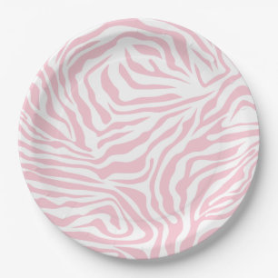Pink Zebra Stripes Wild Animal Print Zebra Pattern Paper Plates