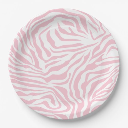 Pink Zebra Stripes Wild Animal Print Zebra Pattern Paper Plates
