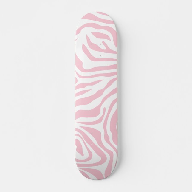 Pink Zebra Stripes Wild Animal Print Zebra Pattern Skateboard (Front)