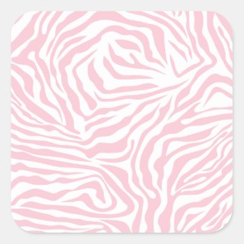 Pink Zebra Stripes Wild Animal Print Zebra Pattern Square Sticker by dailyreginadesigns at Zazzle