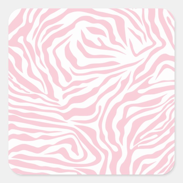 Pink Zebra Stripes Wild Animal Print Zebra Pattern Square Sticker (Front)