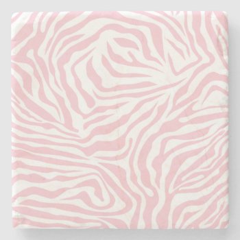 Pink Zebra Stripes Wild Animal Print Zebra Pattern Stone Coaster by dailyreginadesigns at Zazzle