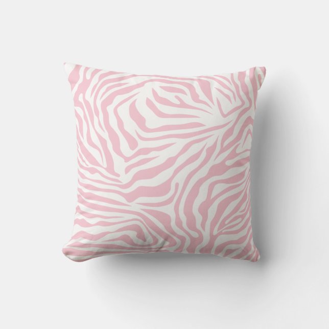 Pink Zebra Stripes Wild Animal Print Zebra Pattern Throw Pillow (Front)