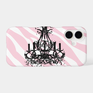 Pink Zebra Stripes With Black Chandelier iPhone 17 Case