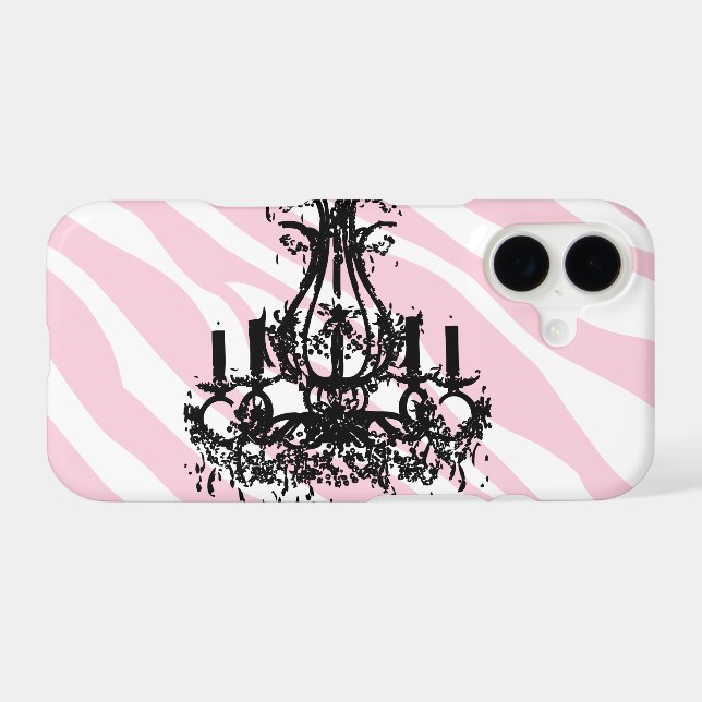 Pink Zebra Stripes With Black Chandelier Case-Mate iPhone Case (Back (Horizontal))