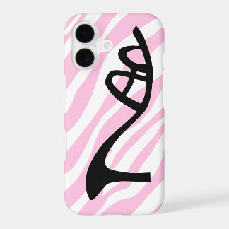 Pink Zebra Stripes With Black Shoe iPhone 17 Case