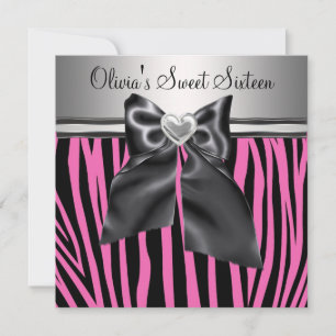 Pink Zebra Sweet Sixteen Birthday Invitation