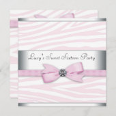 Pink Zebra Sweet Sixteen Birthday Party Invitation (Front/Back)