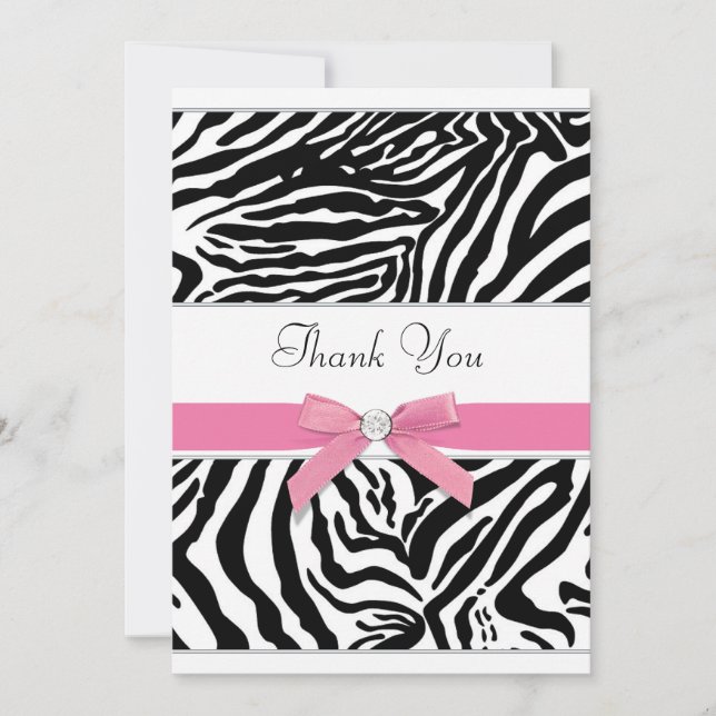 Pink Zebra Thank You Card (Front)