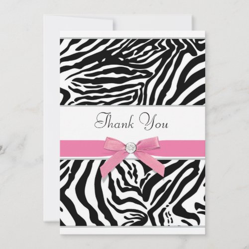 Pink Zebra Thank You Card