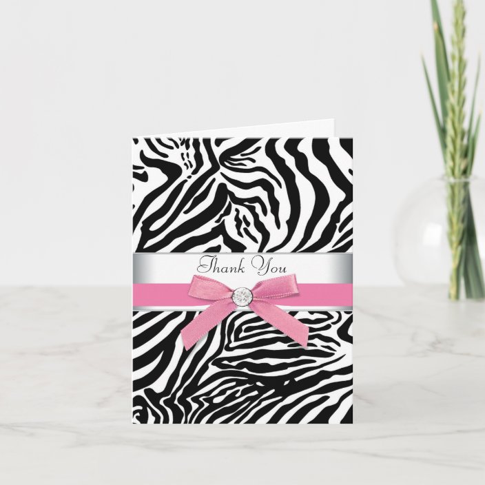 Pink Zebra Thank You Cards | Zazzle.com