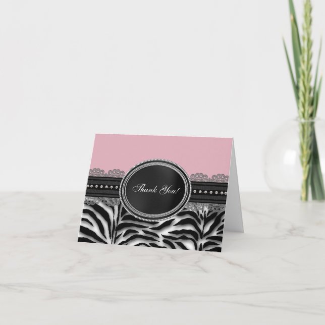 Pink Zebra Thank You Cards (Front)