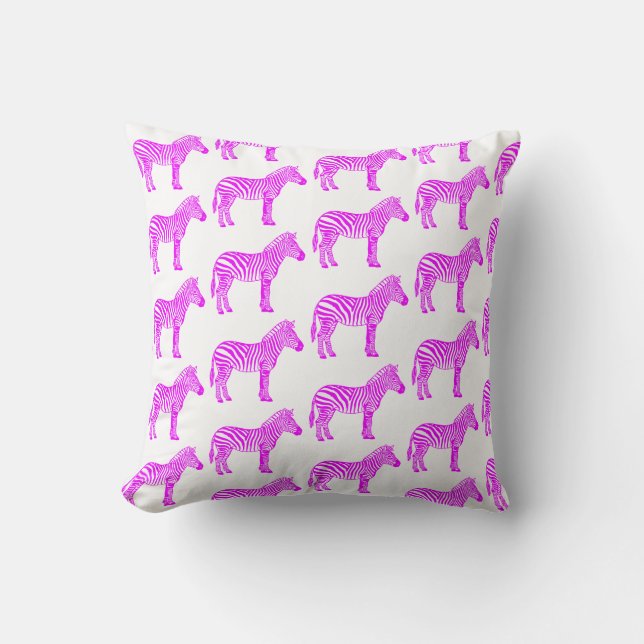 Pink Zebra  Throw Pillow (Front)