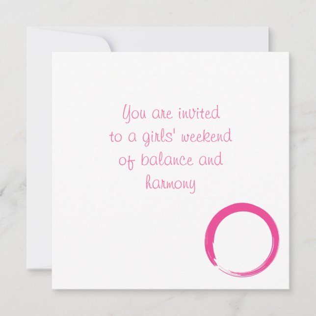 Pink Zen Symbol / Enso Circle Invitation (Front)