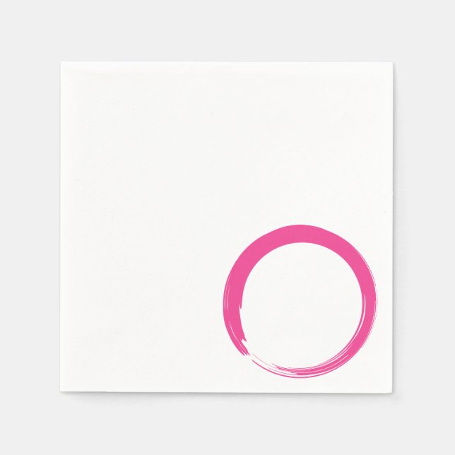 Pink Zen Symbol / Enso Circle Paper Napkins (Front)