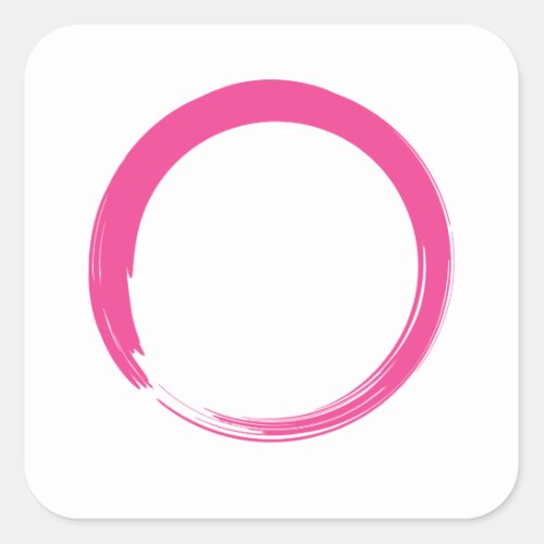 Pink Zen Symbol  Enso Circle Square Sticker