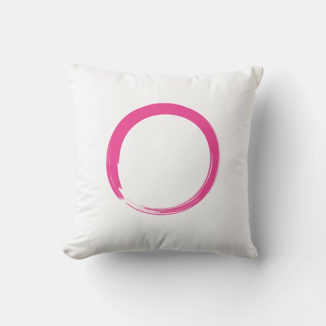 Pink Zen Symbol / Enso Circle Throw Pillow (Front)