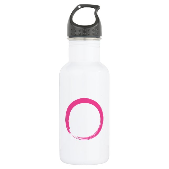 Pink Zen Symbol / Enso Circle Water Bottle (Front)