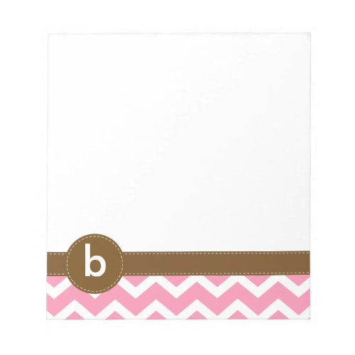 Pink Zig Zag Pattern Monogram Notepad