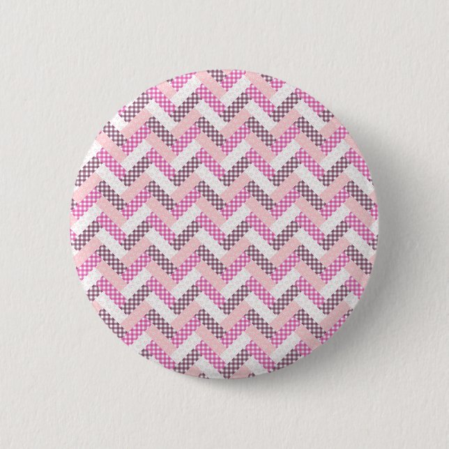 Pink Zig Zag Quilt Pattern Gifts for Her Button (Front)