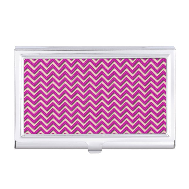 Pink Zig Zag Weave Business Card Case (Front)