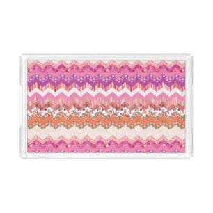 Pink zigzag background acrylic tray