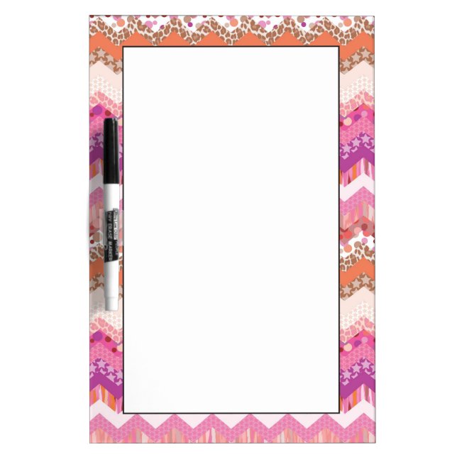 Pink zigzag background dry erase board (Front)