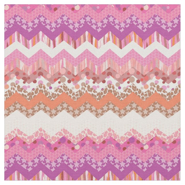 Pink zigzag background fabric (Close Up)
