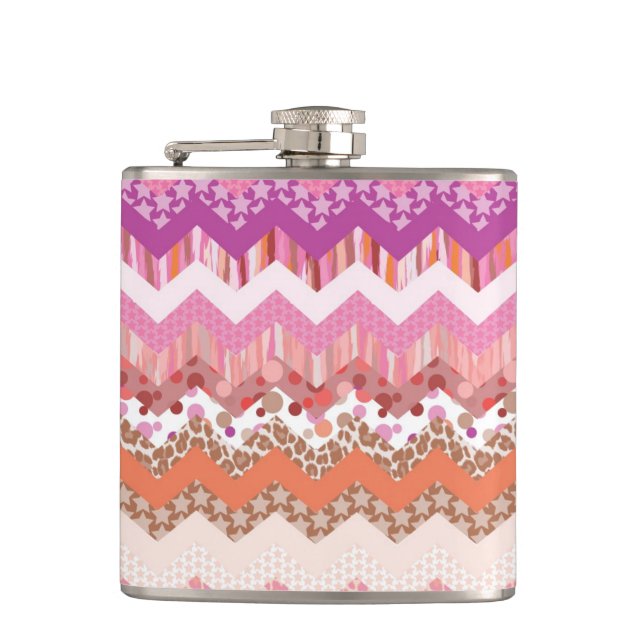 Pink zigzag background flask (Front)