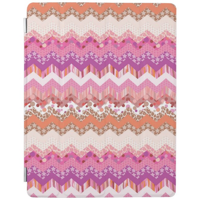 Pink zigzag background iPad smart cover (Front)