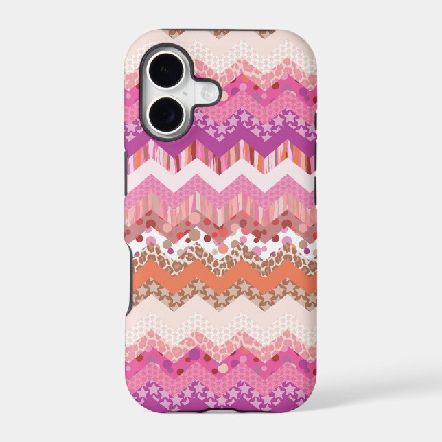 Pink zigzag background iphone case (Back)