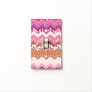 Pink zigzag background light switch cover