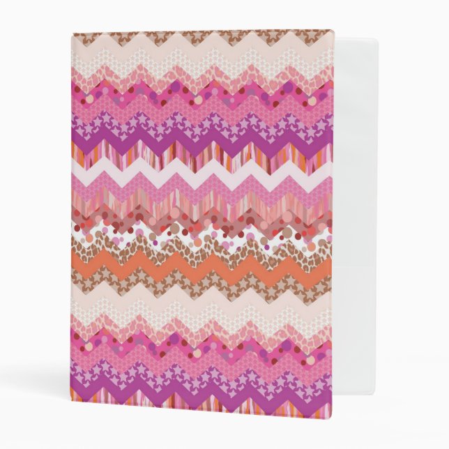 Pink zigzag background mini binder (Front/Inside)