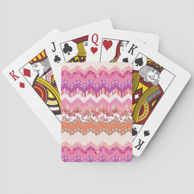 Pink zigzag background poker cards (Back)