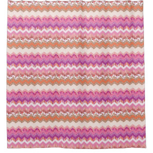 Pink zigzag background shower curtain