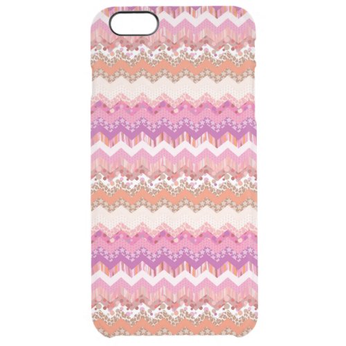 Pink zigzag background clear iPhone 6 plus case