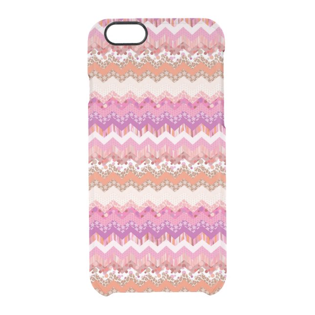 Pink zigzag background uncommon iPhone case (Back)