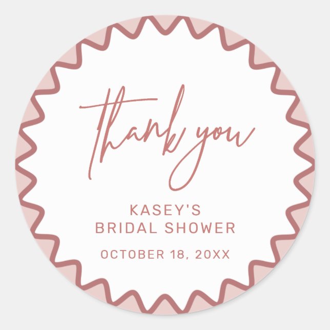 Pink Zigzag Border Thank you Sticker (Front)