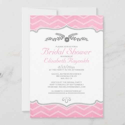 Pink Zigzag Bridal Shower Invitations