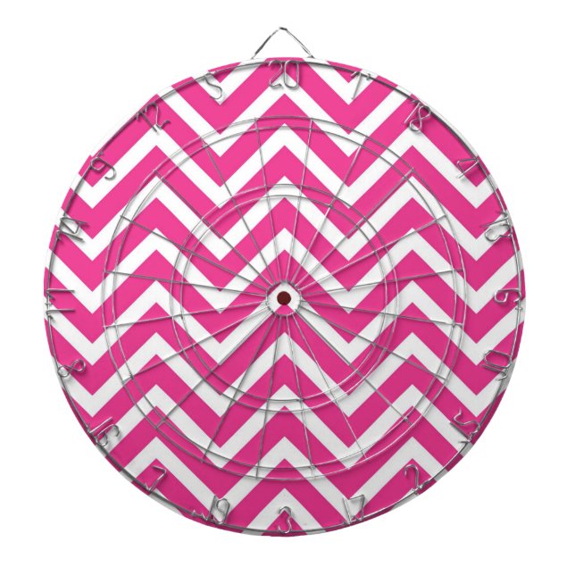 Pink Zigzag Chevron Pattern Dart Board (Front)