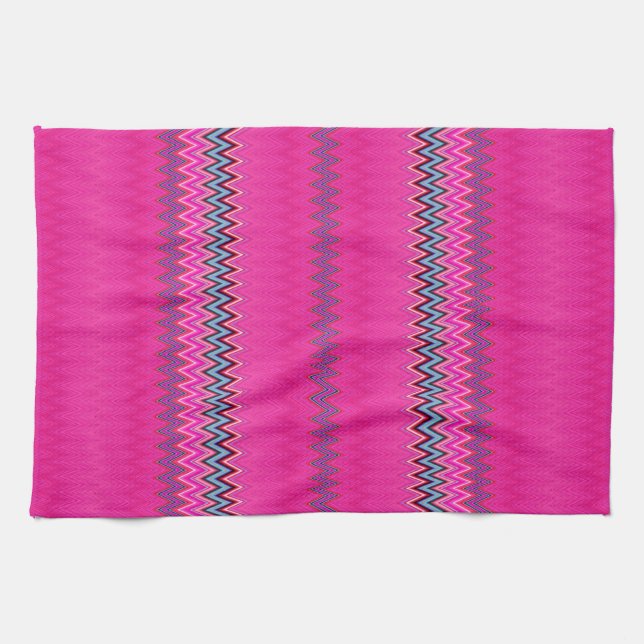 Pink Zigzag Kitchen Towel (Horizontal)