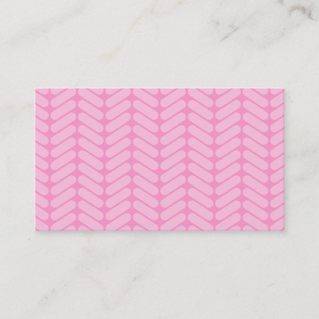 Pink Zigzag Pattern inspired by Knitting. Business Card (Front)
